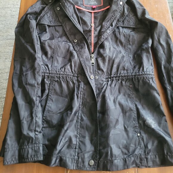 Vince Camuto Womens Black Full Zip Hooded Jacket - Picture 3 of 7